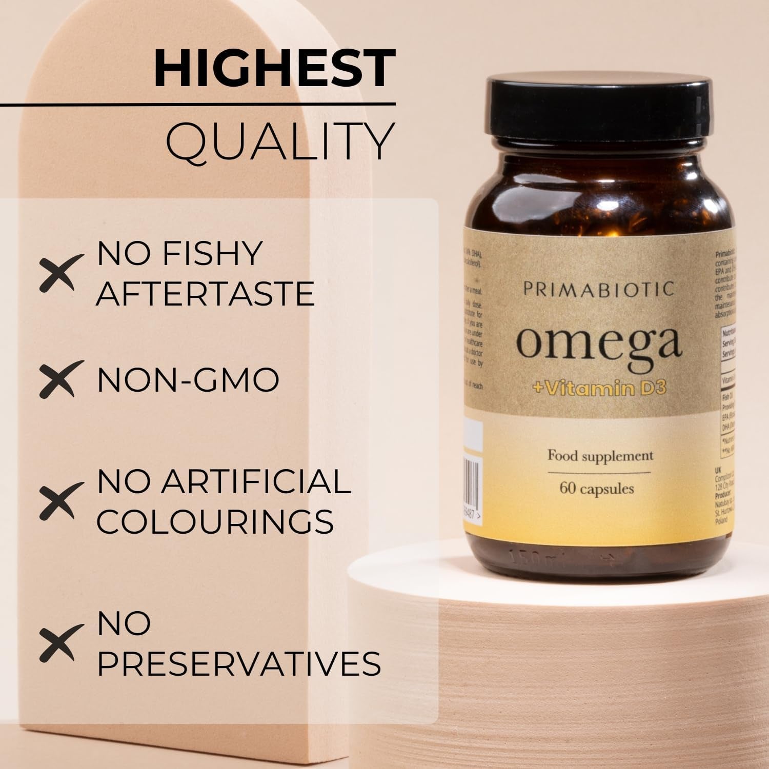 Primabiotic Omega 3 – High Strength Fish Oil Capsules | Pure Omega-3 Fish Oil for Heart, Brain & Joints | Premium EPA & DHA | Supports Heart Health, Cognitive Function & Joint Mobility