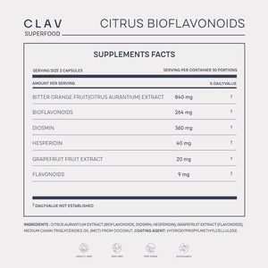 Citrus Bioflavonoids Complex with Diosmin Hesperidin and Naringin - Flavonoids Supplement Made from Bitter Orange and Grapefruit Extract - Circulation Booster - 60 Capsules - Made in Germany