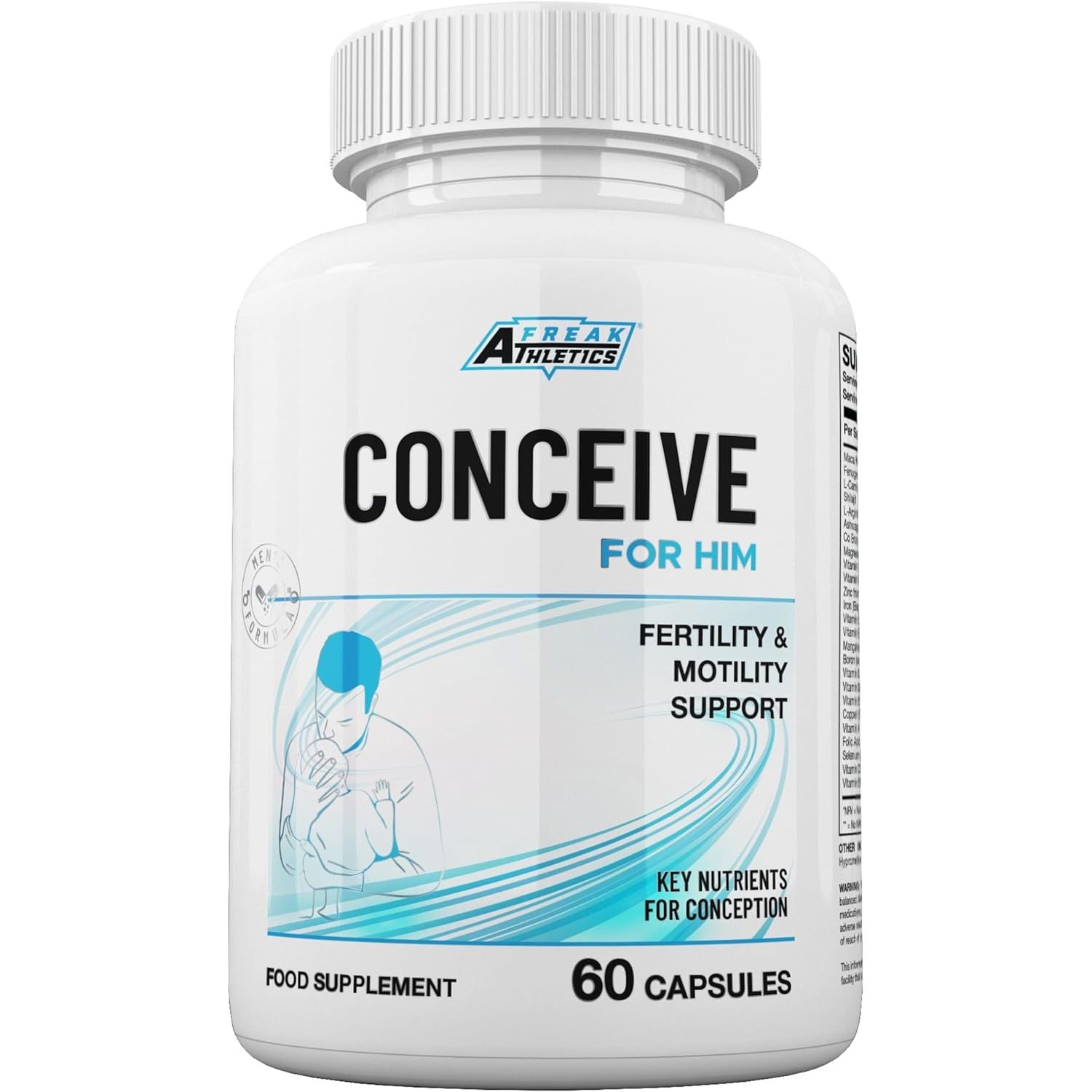 Freak Athletics Conceive for Him Fertility Supplements for Men - Male Fertility Supplements - Vitamins & Minerals plus Key Nutrients for Male Fertility & Motility 60 Capsules