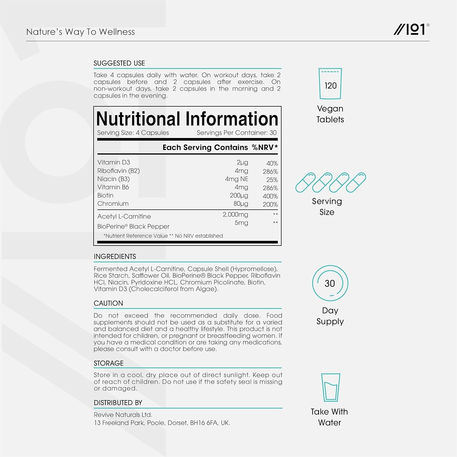 L-Carnitine 2000Mg with Bioperine - 120 Capsules - Energy & Metabolism Support - High Strength Acetyl L-Carnitine Complex (30 Day Supply) by Alpha01