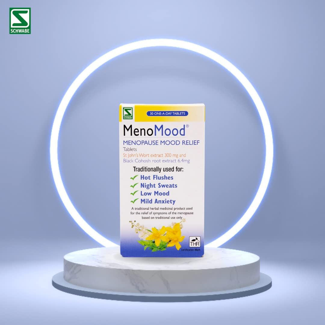Schwabe Pharma - Menomood - Menopause Mood Relief - St. John'S Wort and Black Cohosh Extract - Traditionally Used for Hot Flushes, Night Sweats, Low Mood, Mild Anxiety - 30 Tablets
