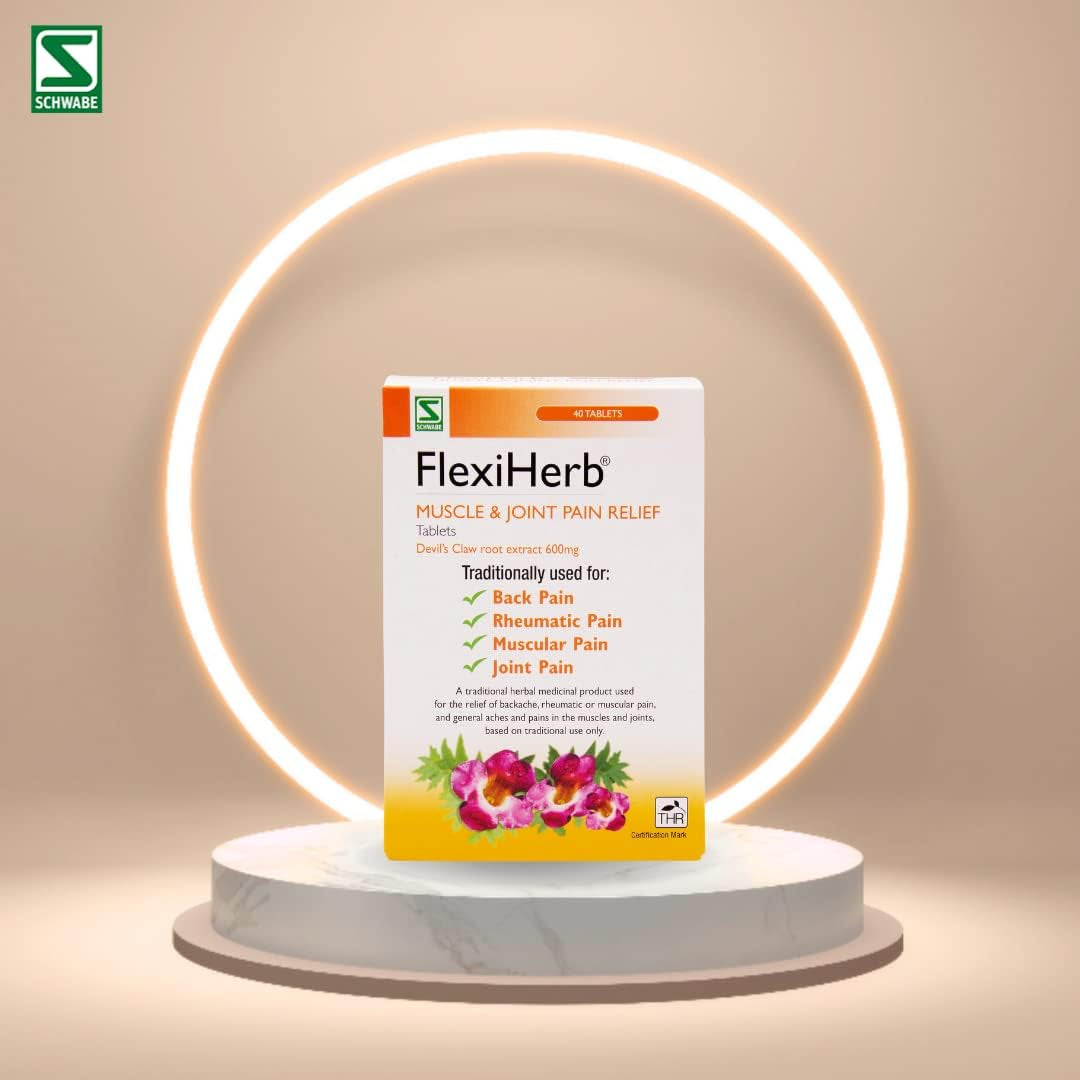 Schwabe Pharma - Flexiherb Muscle and Joint Pain Relief - Devils Claw Root Extract 600Mg - Traditionally Used for Backache, Rheumatic Pain, Muscular Pain, Joint Pain - 40 Tablets