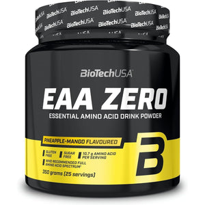 Biotechusa EAA Zero - Essential Amino Acid Power | 7160Mg Eaa/Serving | WHO Recommended Ratio | Sugar-Free, Gluten-Free, 350 G, Pineapple-Mango