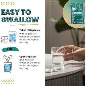 Noble Nature 267Mg Lions Mane + 250Mg Ashwagandha KSM 66 4-In-1 Formula – with 10Mg Zinc Bisglycinate and 1Mg Vitamin B1 Capsule Supplement – Adaptogens for Calm Brain, Stress, Mood, & Health (90)