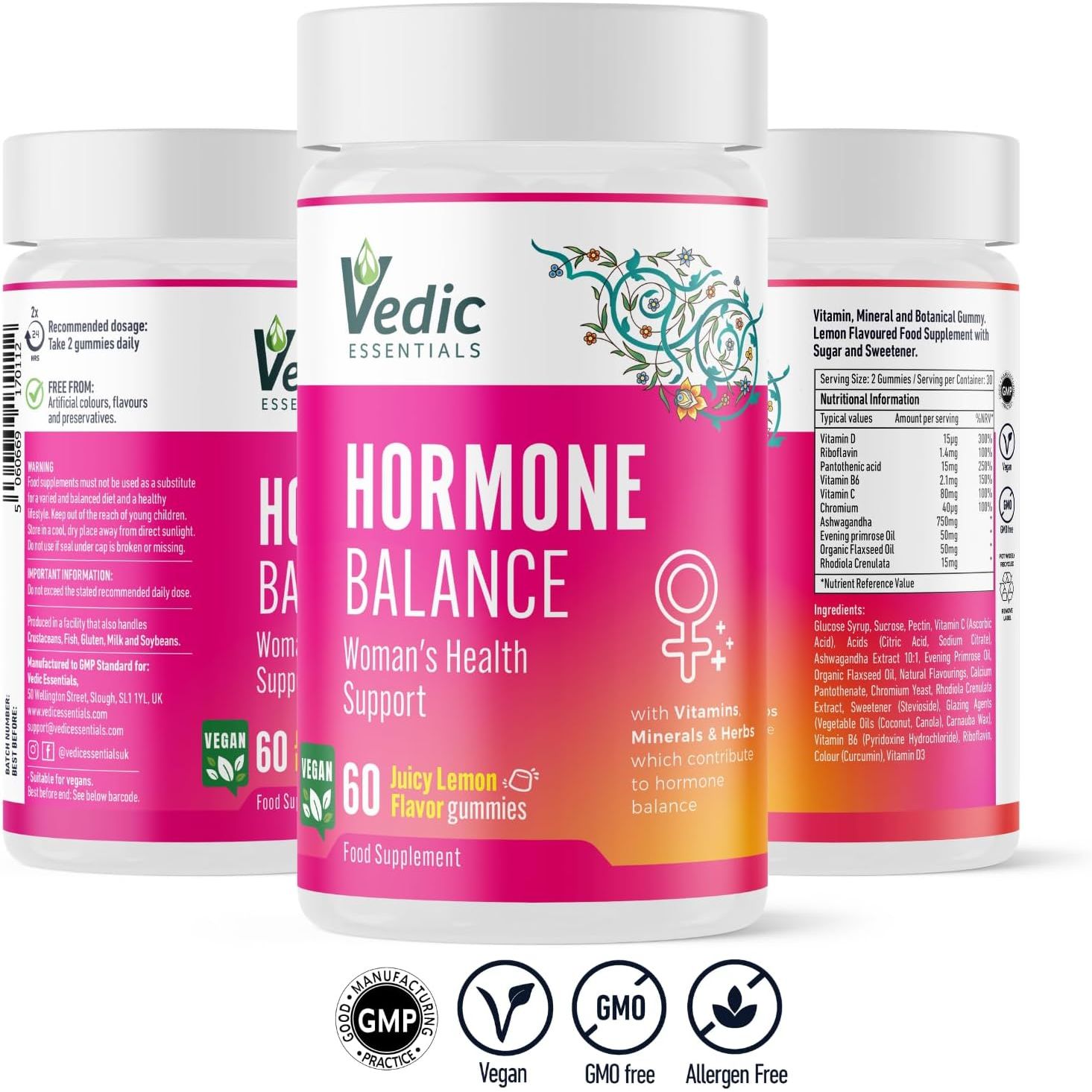 Vedic Hormone Balance Gummies | Natural Support for Female Health- for Teens & Women of All Ages | Essential Vitamins, Minerals & Herbs for Women’S Health | Yummy Lemon Flavour- 60 Vegan Gummies