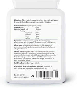 Troo Health Care Green Tea Extract Supplement (12,480Mg) - 90 Capsules - Providing Polyphenols, Catechins and EGCG - UK Manufactured to GMP Standards