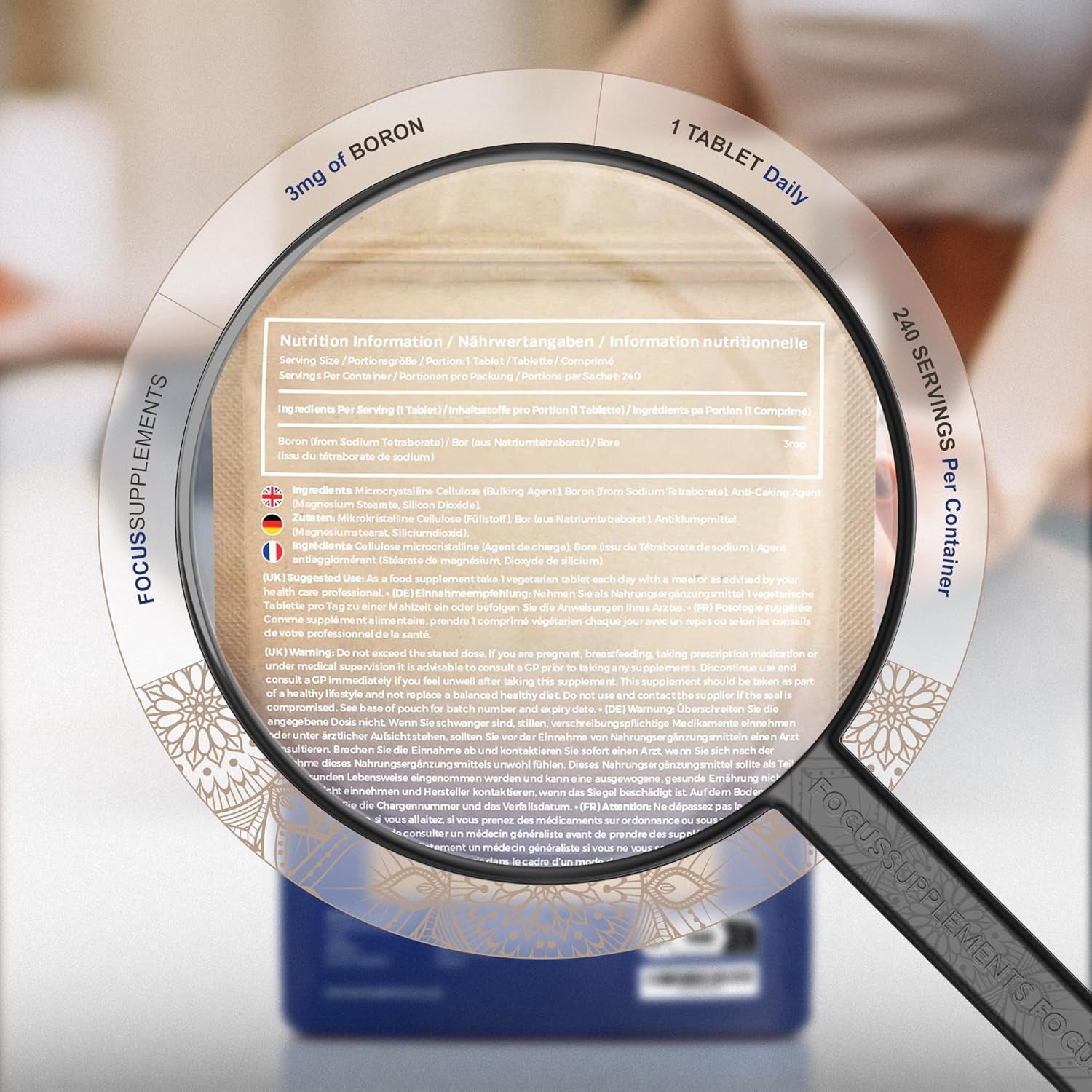 FS Boron Supplements | 240 Boron Tablets - High Strength 3Mg BOR per Serving | 8 Months Supply | Non-Gmo, Gluten & Allergen Free | Manufactured in the UK