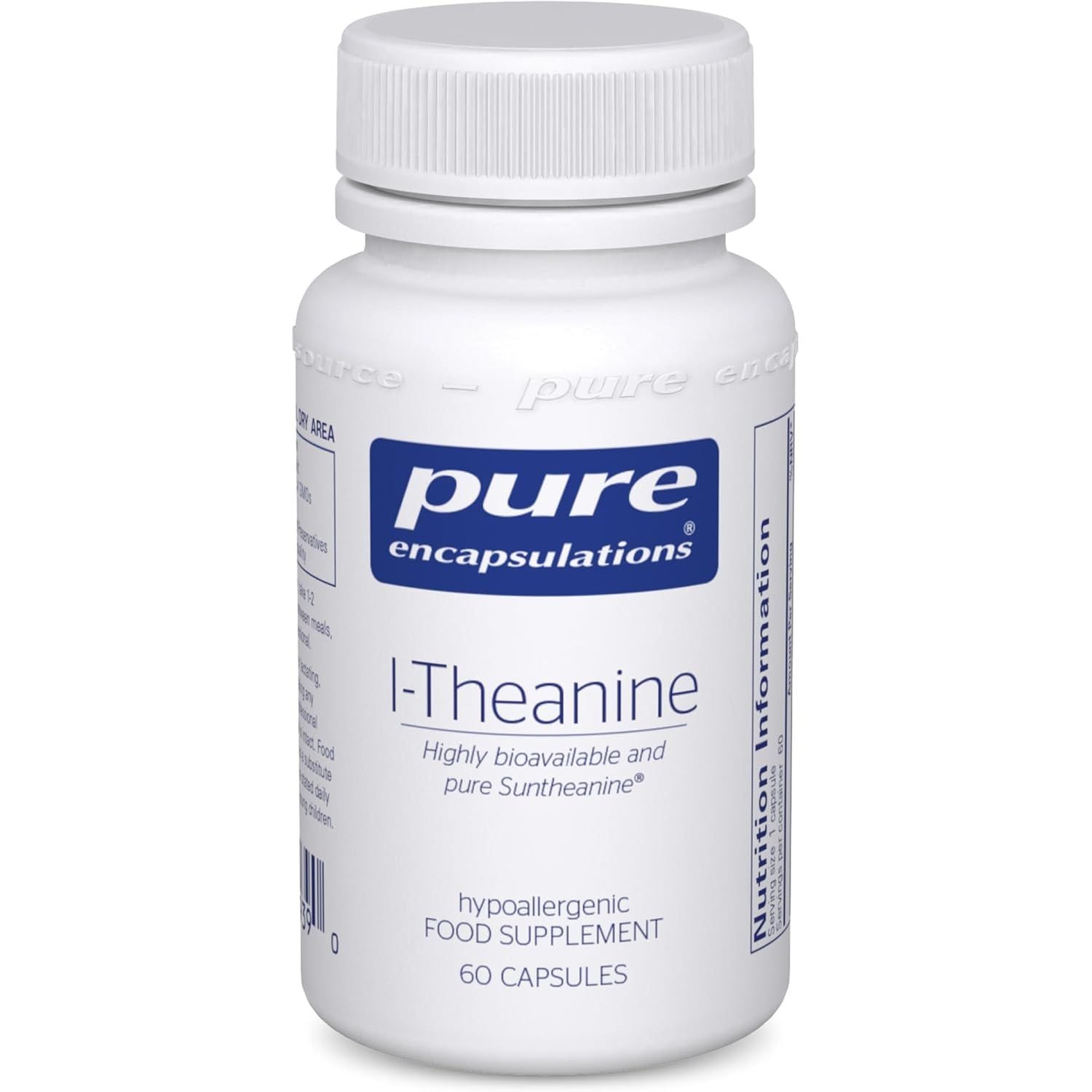 Pure Encapsulations L-Theanine - Hypoallergenic Active Green Tea Extract Supplement - 60 Capsules