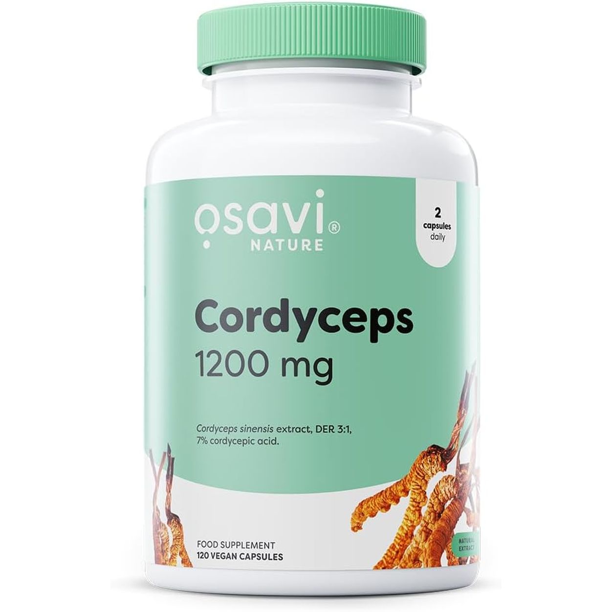 Osavi Cordyceps 1200 Mg – 120 Vegan Capsules | Standardized Cordyceps Mycelia Extract for Energy, Endurance & Vitality | Supports Physical Performance & Immune Health
