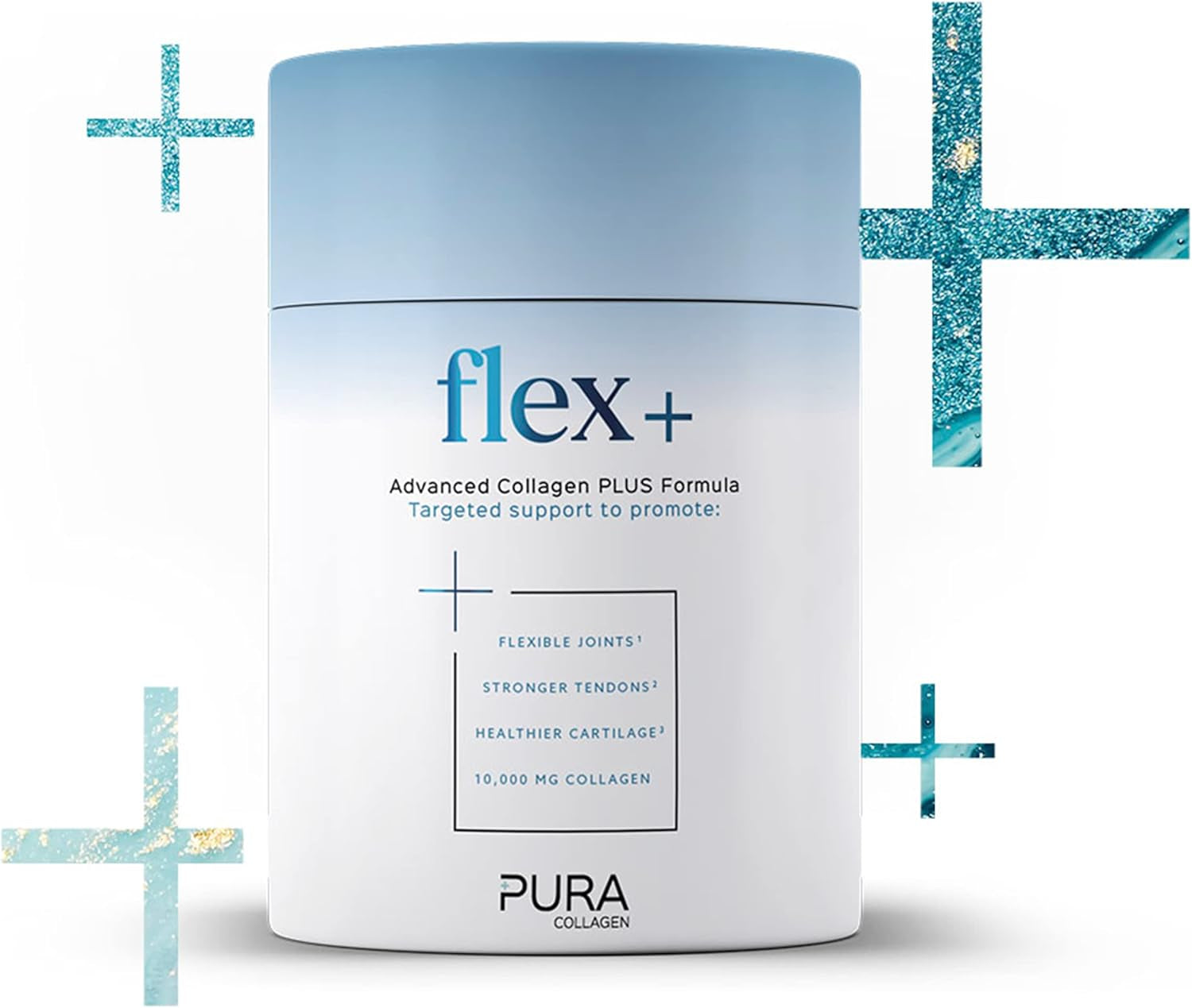 Pura Powdered Collagen Supplement (Flex +) | Hydrolysed Collagen Peptides with Vitamin C & Manganese | 284G (28 Servings)