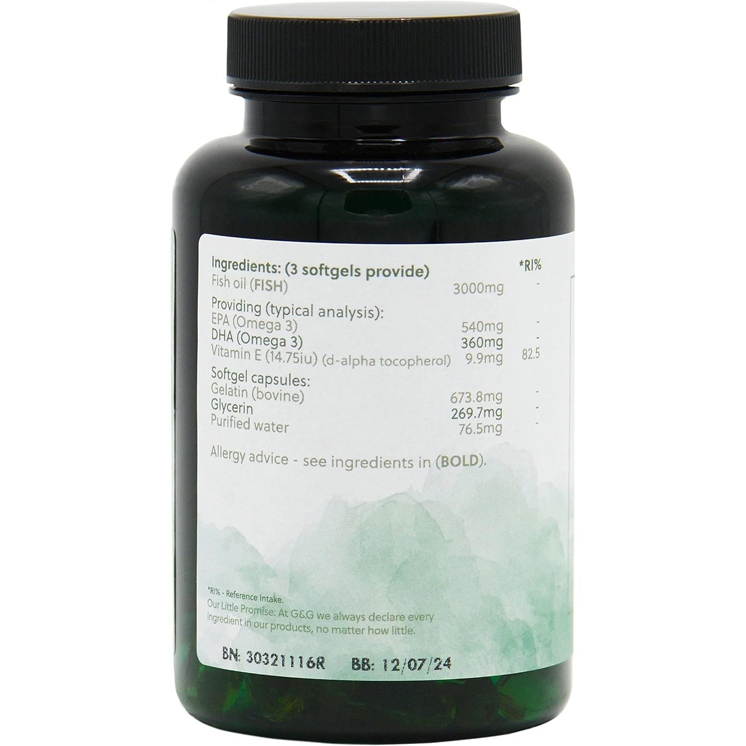 Omega 3 Fish Oil | 3000Mg of Fish Oil per 3 Softgel Dose | 90 Softgels | Source of EPA and DHA Omega 3 | G&G Vitamins