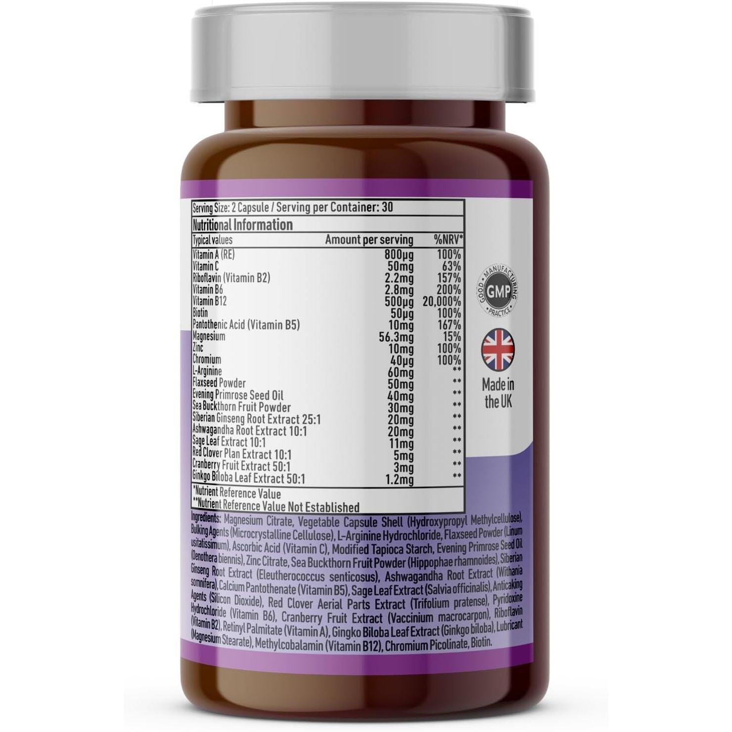 Vedic Menopause Supplement | 20 Vitamins, Minerals & Herbs- Red Clover, Sage, Primrose, Flaxseed, Ginseng | Perimenopause, Menopause Support- Hot Flashes Relief, Mood Swings, Fatigue | UK Made, Vegan