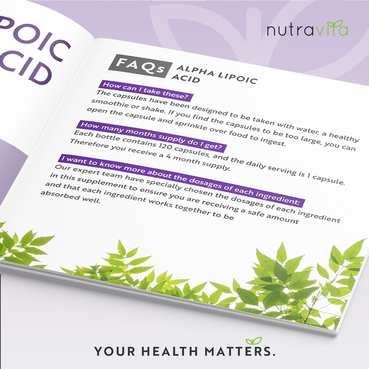 Alpha Lipoic Acid 650Mg – 120 High Strength ALA Vegan Friendly Capsules – 4 Month Supply – Alpha-Lipoic Acid – No Synthetic Binders or Fillers – Made in the UK by Nutravita