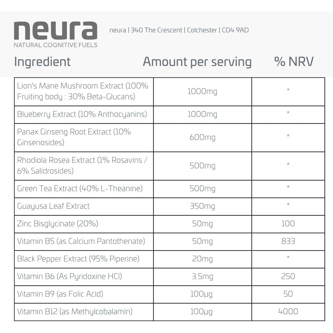 Clarity+ by Neura - Natural Nootropic - Memory, Focus, Mood - Green Apple Flavour - 20 Sachets