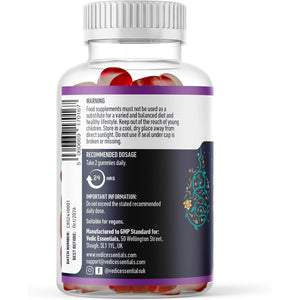 Vedic Bliss Gummies- Stress, Mood, Focus | Sugar Free Ashwagandha Gummies with Chamomile, Lemon Balm, Lavender, VIT B6 | Stress & Anxiety Gummy | High Strength Ashwagandha, Vegan, Yummy Mango Flavor