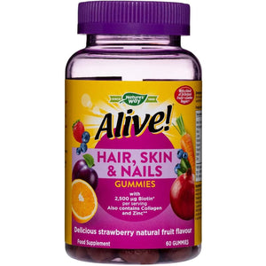 Alive! Hair, Skin & Nails Supplement | Contains 2,500Mcg of Biotin | 60 Gummies (1 Month Supply) | Delicious Multivitamin Gummies to Nourish Your Hair, Skin & Nails.