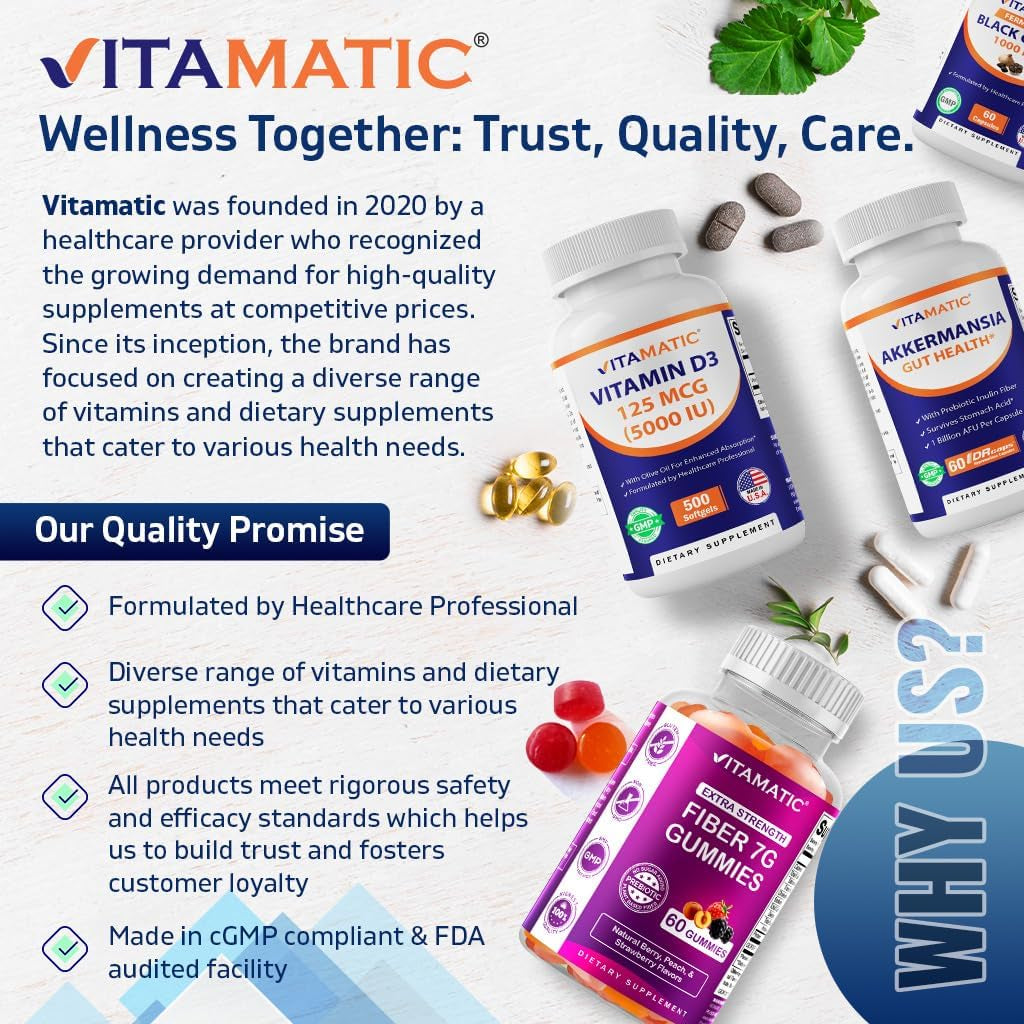 Vitamatic Lactoferrin 500Mg (Apolactoferrin), 60 Vegetable Capsules - Promotes Healthy Immune Function*
