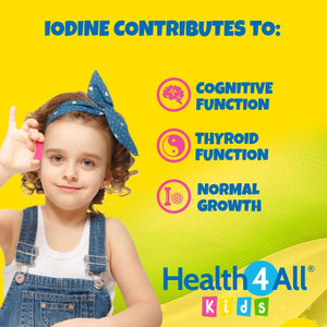 Health4All Kids Sea Kelp Iodine 75Mcg 90 Chewable Tablets 3 Months Supply, Natural Vegan Iodine Supplement for Children 3+, Supports Learning & Growth, Sugar-Free Orange Flavour | Made in UK