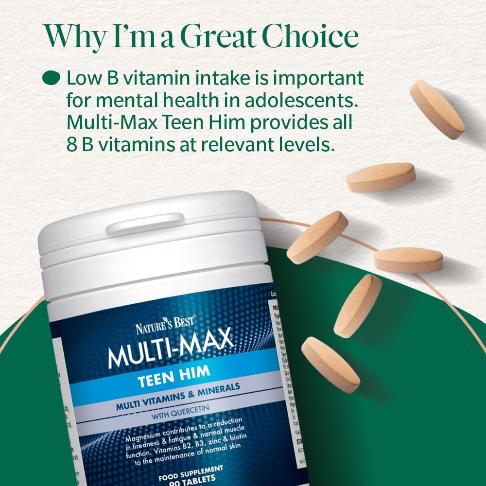 Nature'S Best Multi-Max Multivitamin for Teen Him - with Vitamin C, Selenium and Magneisum - Growth & Development Support for Boys 13-19 - UK Made - 90 Tablets (3 Months' Supply)