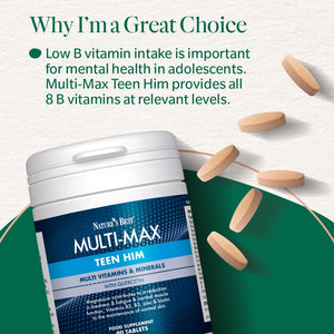 Nature'S Best Multi-Max Multivitamin for Teen Him - with Vitamin C, Selenium and Magneisum - Growth & Development Support for Boys 13-19 - UK Made - 90 Tablets (3 Months' Supply)