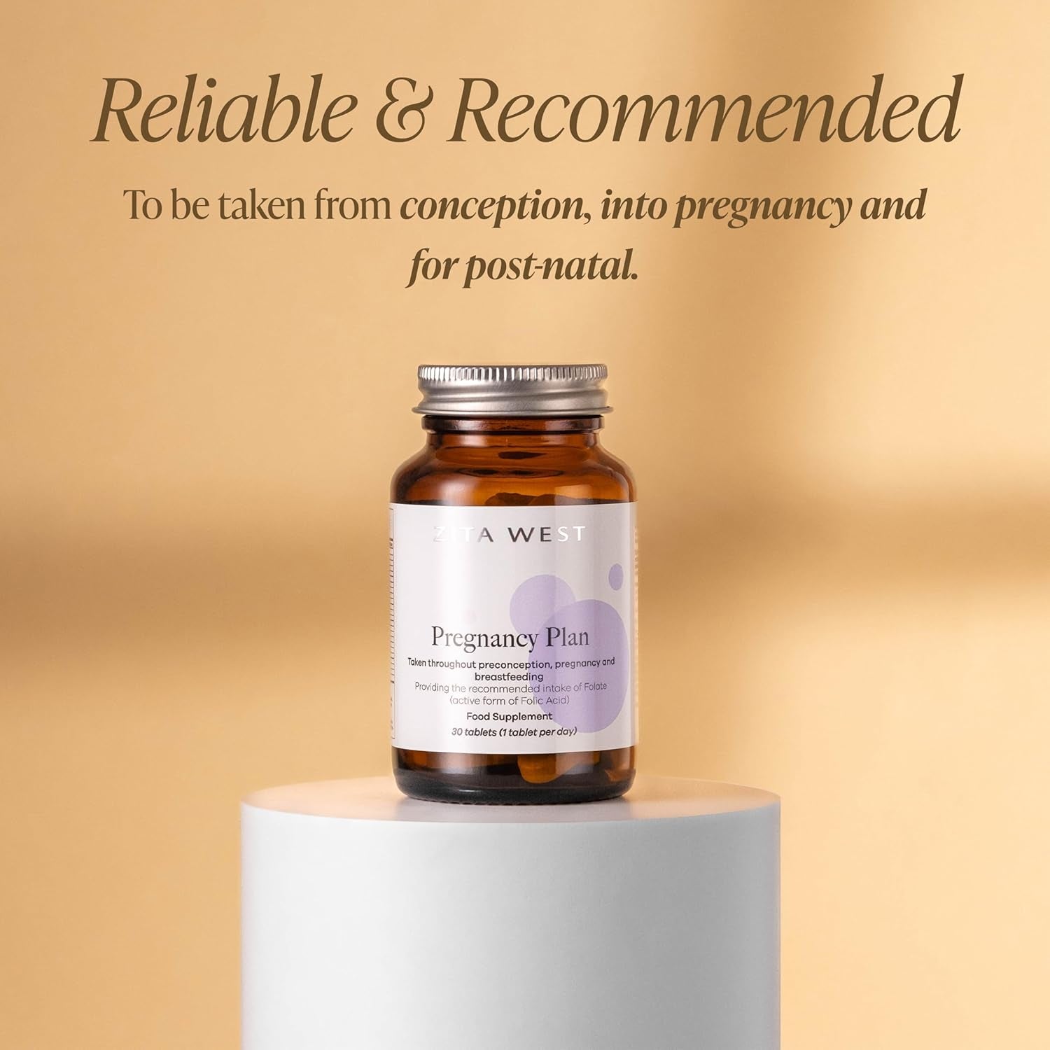Zita West Pregnancy Plan Conception Vitamins - Preconception, Pregnancy & Breastfeeding Multivitamin - Including Folate - 30 Tablets (1 Month Supply)