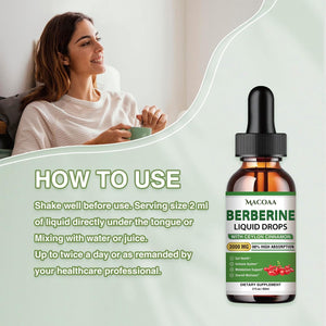 Berberine Supplement 3000Mg High Strength, 100% Absorption with 3X Berberine 1000Mg High Strengh Concentration, Natural Ingredients, Green Apple Flavour, 60Ml