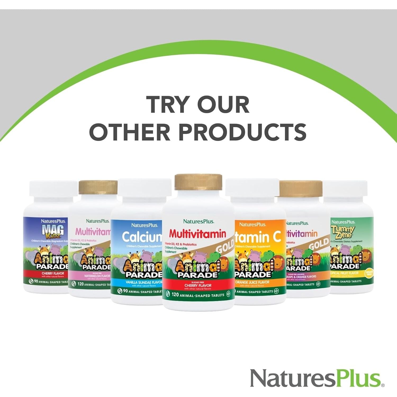 Naturesplus Animal Parade Gold Liquid Multivitamin - Plant Based Kids' Vitamin and Mineral Complex, Natural Tropical Berry Flavour - Gluten Free, Vegetarian - 480Ml