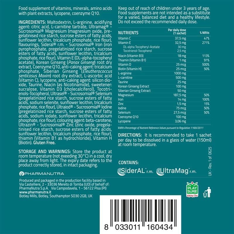 Pharmanutra Apportal Multivitamin & Mineral Supplement – 19 Nutrients for Energy, Immunity & Muscle Recovery,Sucrosomial Iron, Magnesium, Zinc, Iodine, Selenium & Vitamins, High Absorption, 14 Sachets