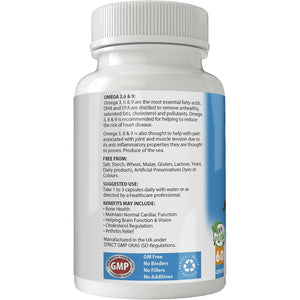 Simply Pure Omega 3,6,9 Fish Oil Complex with Flaxseed & Vitamin E for Heart Health and Joint Stiffness | Distilled for No Fishy Aftertaste | DHA and EPA | 1400Mg Capsules X 60 | Gluten Free | GM Free