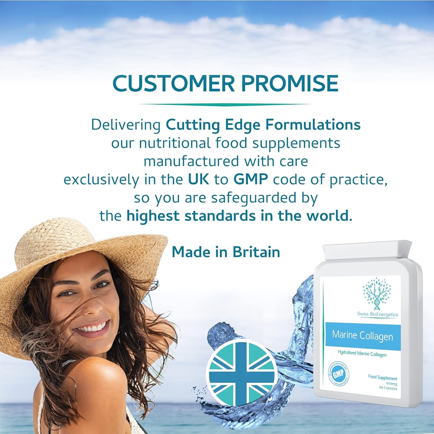 Marine Collagen 600Mg 60 Capsules - Highly Bioavailable Naticol® Type 1 Produced by Enzymatic Hydrolysis Ensuring the Highest Levels of Oligopeptides with Maximum Purity