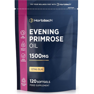 Evening Primrose Oil 1500Mg | High Strength with Omega 6 and GLA | Cold-Pressed | 120 Softgel Capsules | by Horbaach