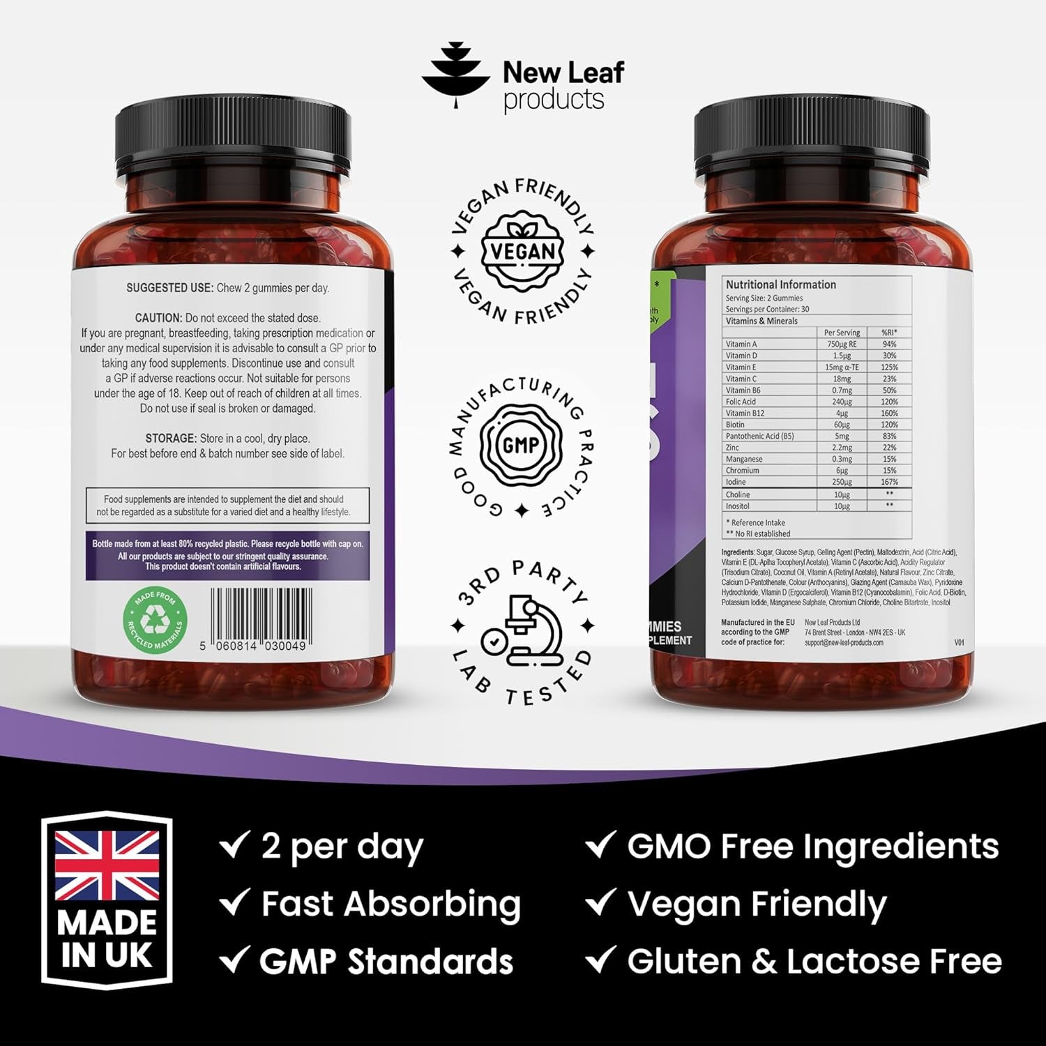 Multivitamin Gummies High Strength for Men Women - Vegetarian +14 Essential Vitamins & Minerals - Gluten Free, Non-Gmo Multi Vitamins Chewable Adults Vitamin C a D E B12 B6 & Biotin, Zinc & Iodine