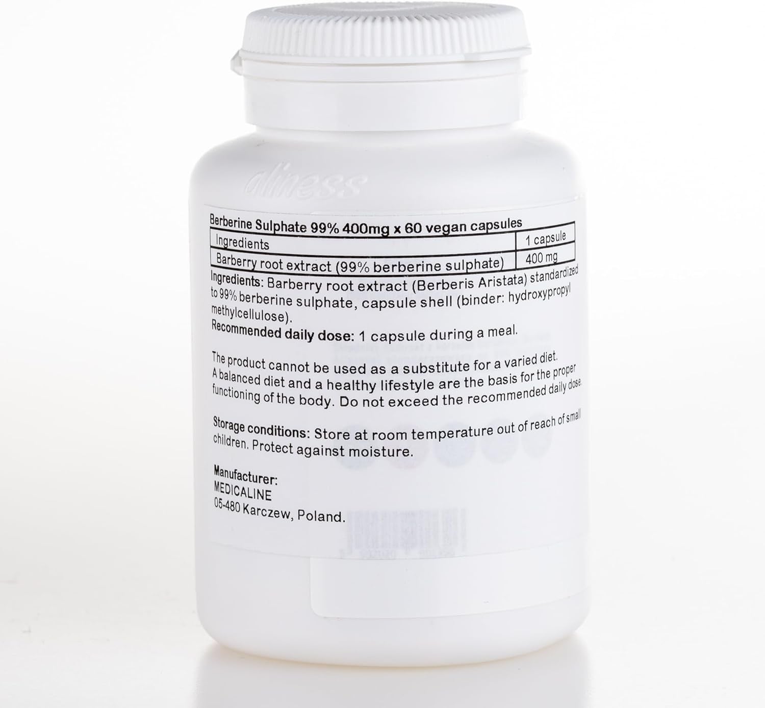 Berberine Sulphate 99% 400Mg, 60 Vegan Capsules, Candida and Thrush Cleanse, PCOS