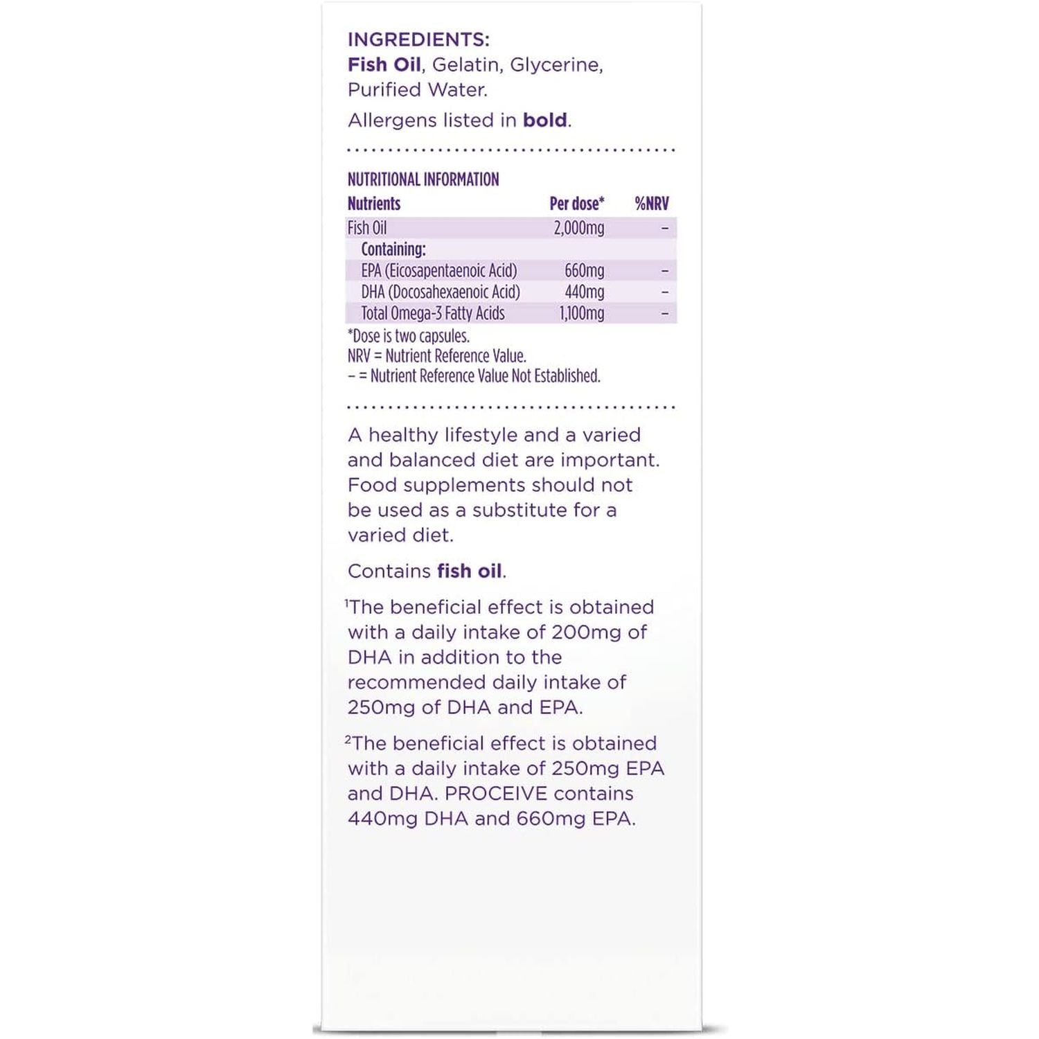 Proceive® Pregnancy Omega 3 High Strength & Pure Fish Oil Tablets (60 Capsules)