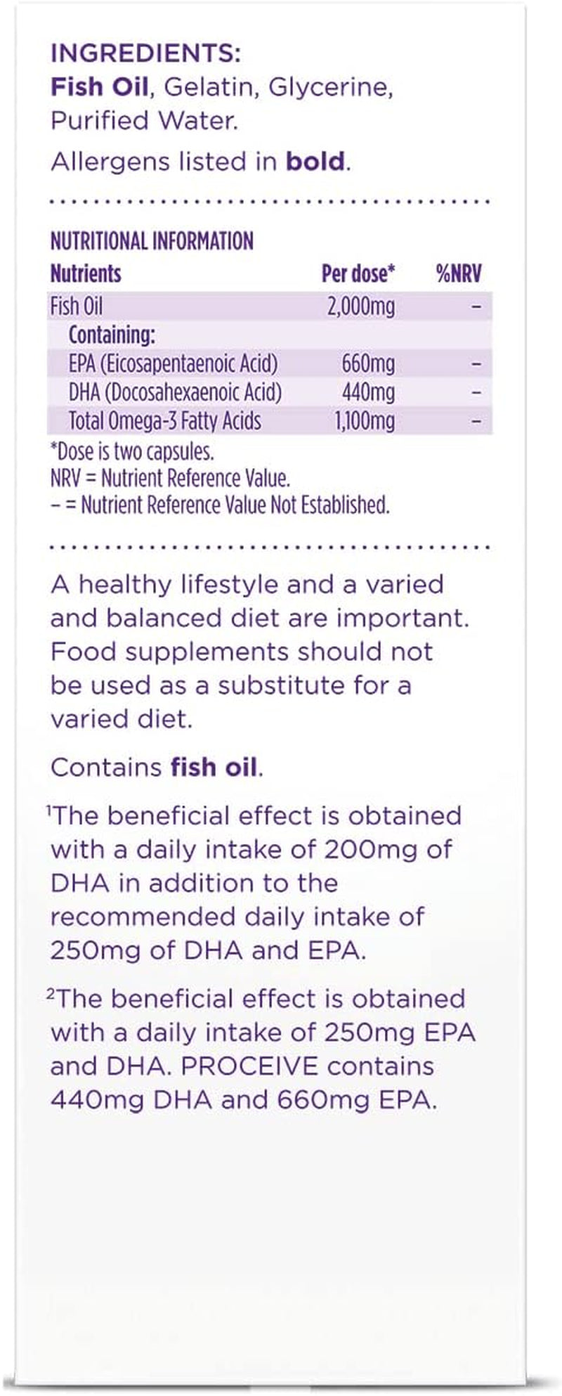 Proceive® Pregnancy Omega 3 High Strength & Pure Fish Oil Tablets (60 Capsules)