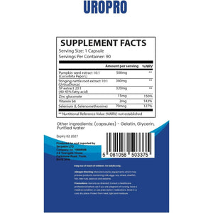 Pumpkin Seed Oil Capsules for Prostate Support – Uropro Men'S Supplement with Selenium – Prostate Supplements for Men UK – Natural Prostate Health Formula