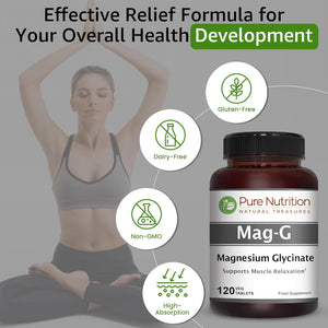 Pure Nutrition Magg - Magnesium Glycinate Supplement for Men and Women | High Absorption Supplement | 200Mg Elemental Magnesium | 120 Veg Tabs