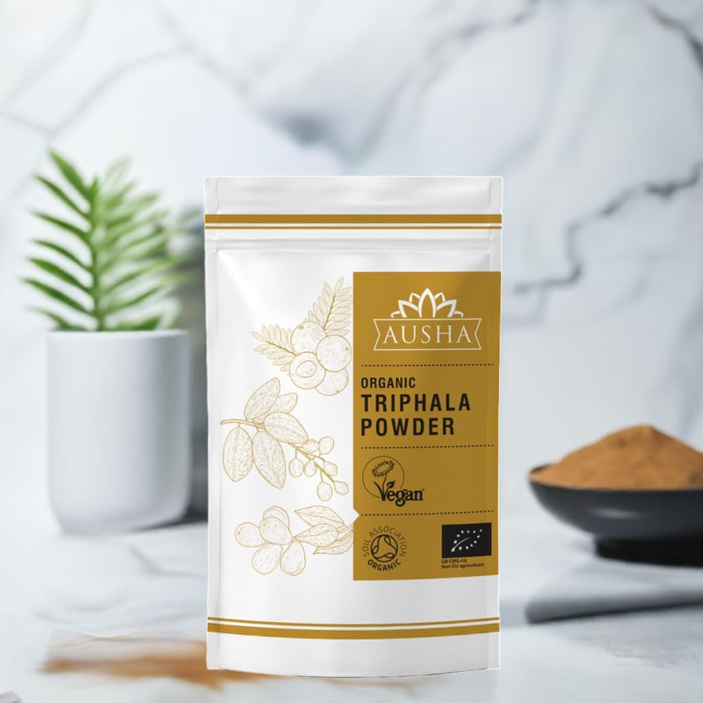 Ausha Organic TRIPHALA Powder - 250 Grams - UK Certified Organic by Soil Association - Gut Health, Constipation Relief, Digestion