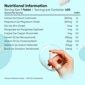 Weightworld Calcium, Magnesium, Zinc and Vitamin D Supplement | 1+ Year Supply | 400 Vegan Tablets | Calcium Tablets with Vitamin K2, Vitamin D, Copper & Selenium | Magnesium Stearate-Free