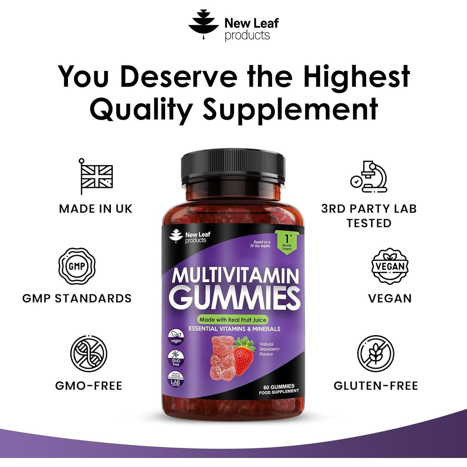Multivitamin Gummies High Strength for Men Women - Vegetarian +14 Essential Vitamins & Minerals - Gluten Free, Non-Gmo Multi Vitamins Chewable Adults Vitamin C a D E B12 B6 & Biotin, Zinc & Iodine