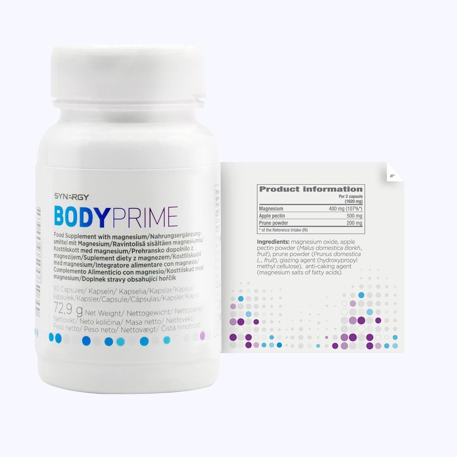 Synergy Worldwide Body Prime 90 Capsules | 400Mg Magnesium Capsules with Apple Pectin and Prune Powder | Digestive Health & Nervous System Support | 72.9G