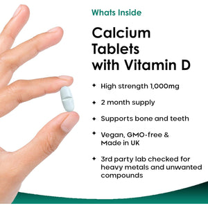 Calcium Magnesium Zinc and Vitamin D Supplement - 120 High Strength Tablets Supplement with Magnesium Vitamin D, Zinc Tablets Complex Made in the UK by New Leaf