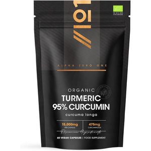 Organic Curcumin 95% with Black Pepper – 475Mg Curcuminoids – 60 Vegan Capsules – High Strength Turmeric Supplement – 2 Months Supply by Alpha01