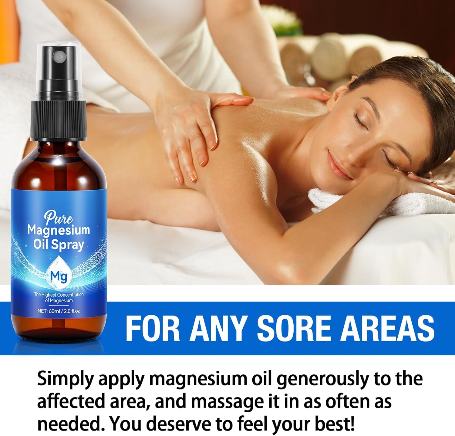 Premium Magnesium Oil Spray - 100% Pure, Natural & Fast-Absorbing Topical Solution for Muscle Relief, Joint Pain, and Relaxation 60ML