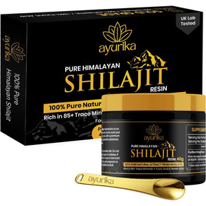 Shilajit Resin - 40G Jar with Spoon - Shilajit Resin Himalayan Supplement - Gold Grade - over 60% Fulvic Acid, Humic Acid & 85 Trace Minerals - 3Rd Party Lab Tested