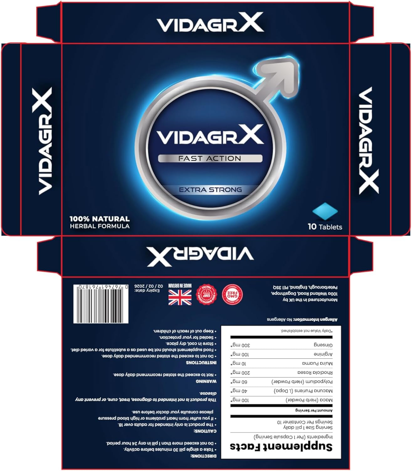 10 Tablets | Fast Action | 10 Tablets | Ginseng | Manufactured in the UK