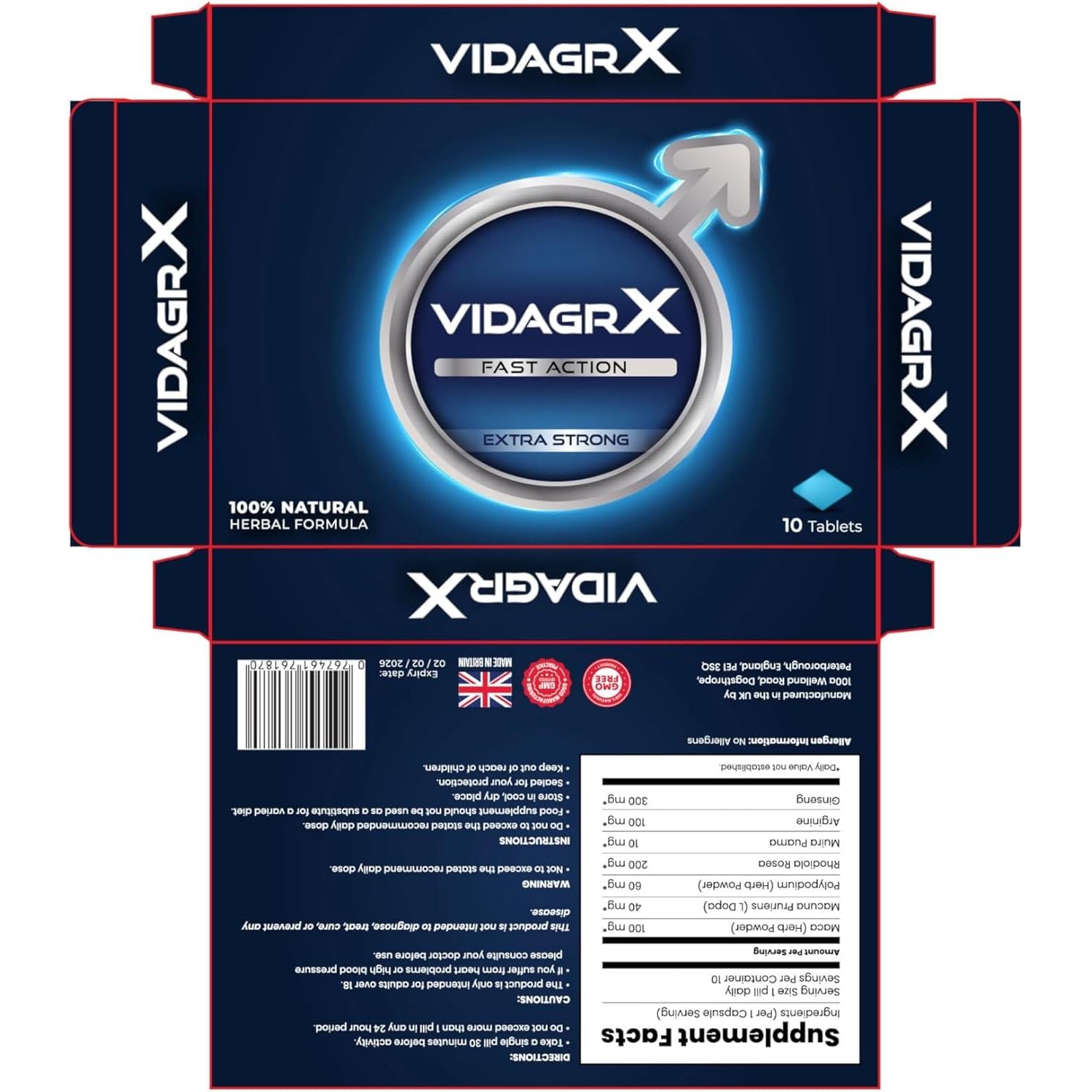 10 Tablets | Fast Action | 10 Tablets | Ginseng | Manufactured in the UK