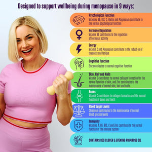 Vedic Menopause Supplement | 20 Vitamins, Minerals & Herbs- Red Clover, Sage, Primrose, Flaxseed, Ginseng | Perimenopause, Menopause Support- Hot Flashes Relief, Mood Swings, Fatigue | UK Made, Vegan