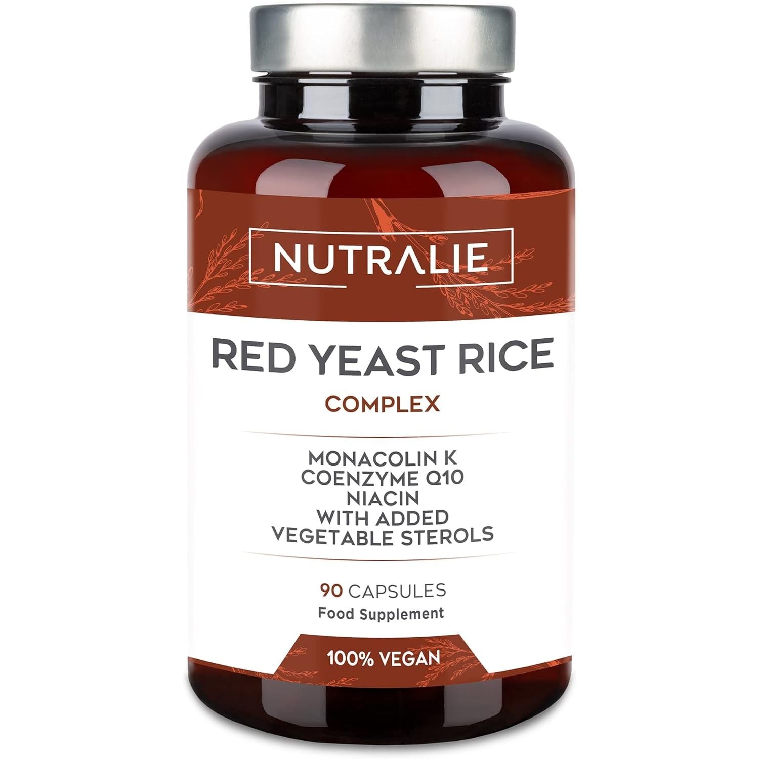 RED Yeast Rice Complex - Cholesterol Lowering Supplement - Monacolin K 2,9Mg & Q10 30Mg - Red Yeast Extract Gluten Free - 90 Vegan Capsules Nutralie