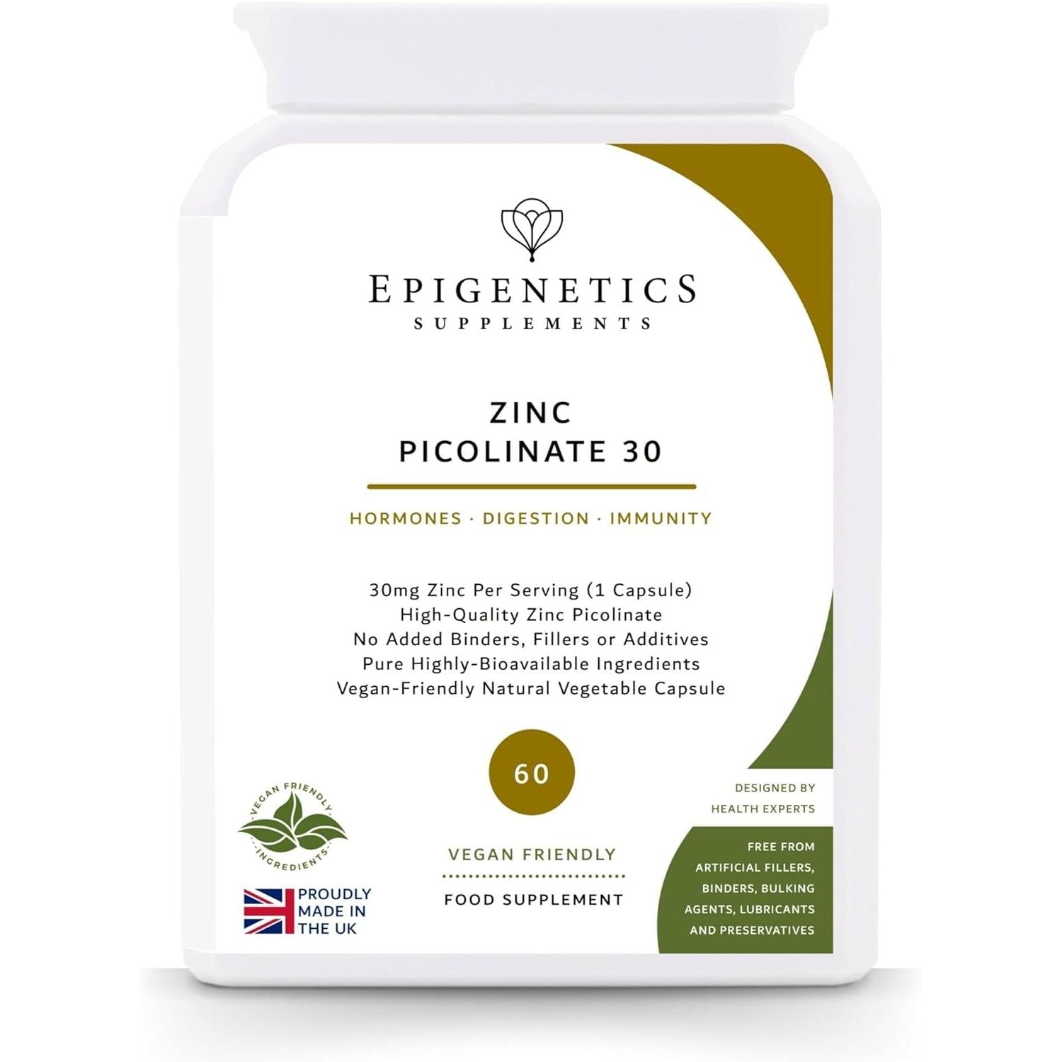 Zinc Picolinate 30 | 30Mg Zinc Supplements for Men & Women | High Strength Mineral Supplement | 2 Months Supply, 60 Vegan Capsules, Made in UK